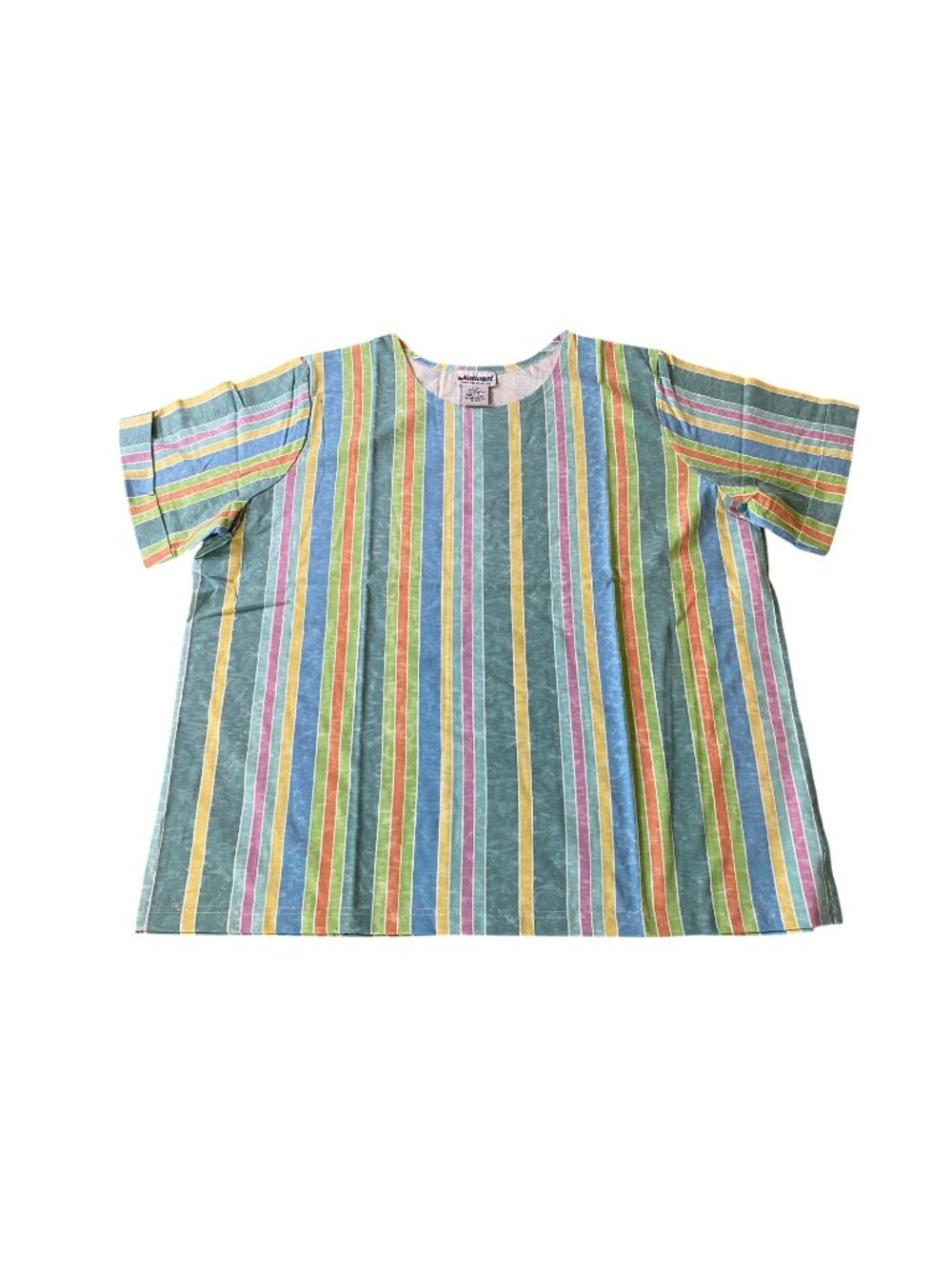 National Womens Multicolor Striped Short-Sleeve Shirt Size 2X